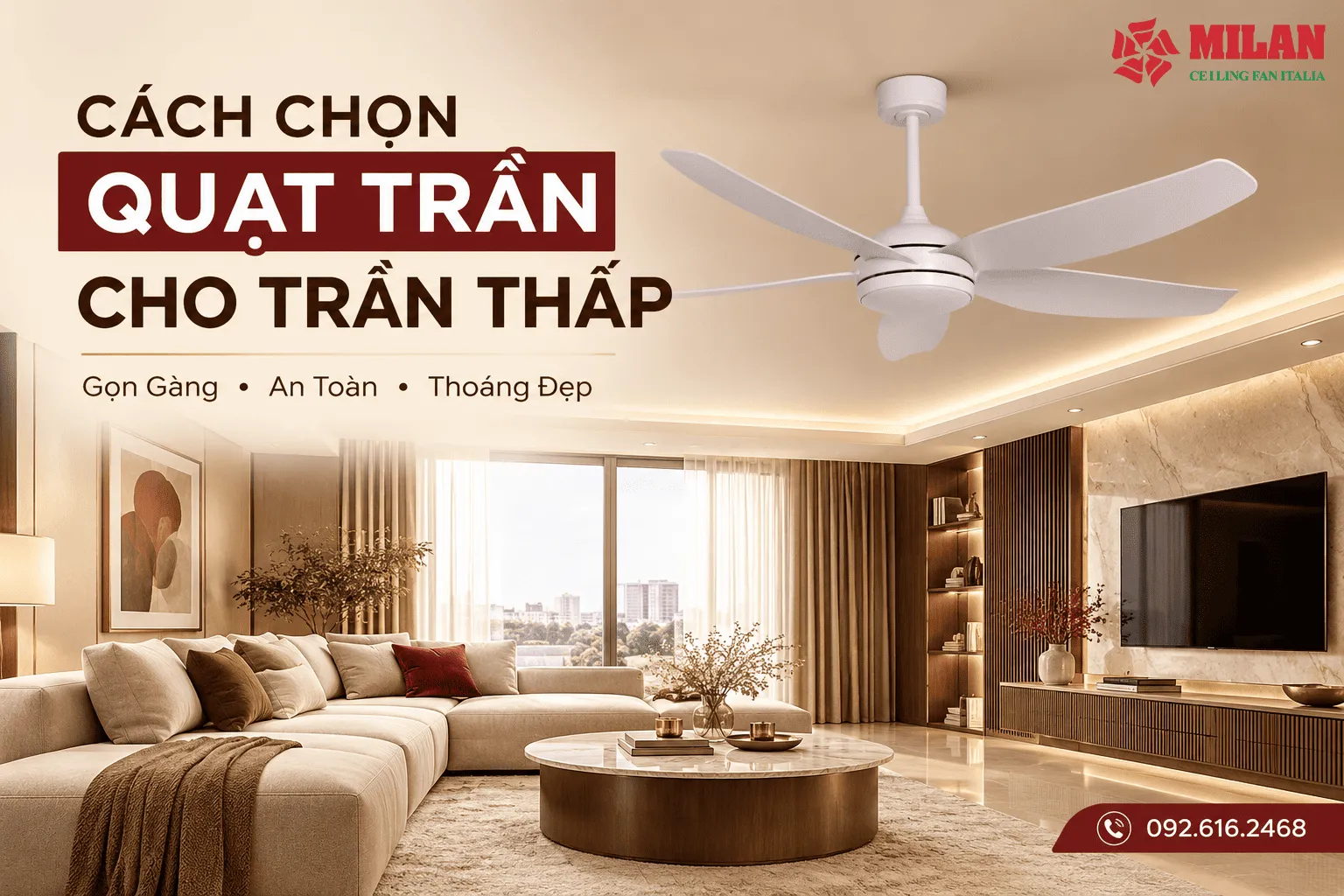 cách chọn quạt trần cho trần thấp